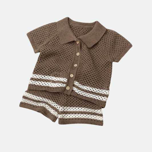 Stickat Sommarset för Barn – Topp & Shorts i Bomull