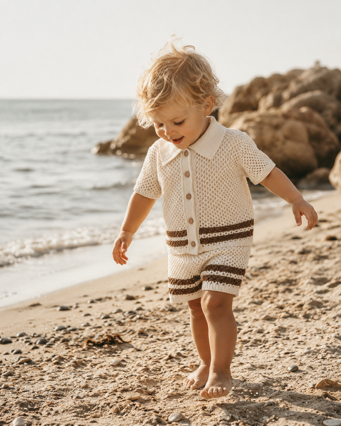 Stickat Sommarset för Barn – Topp & Shorts i Bomull