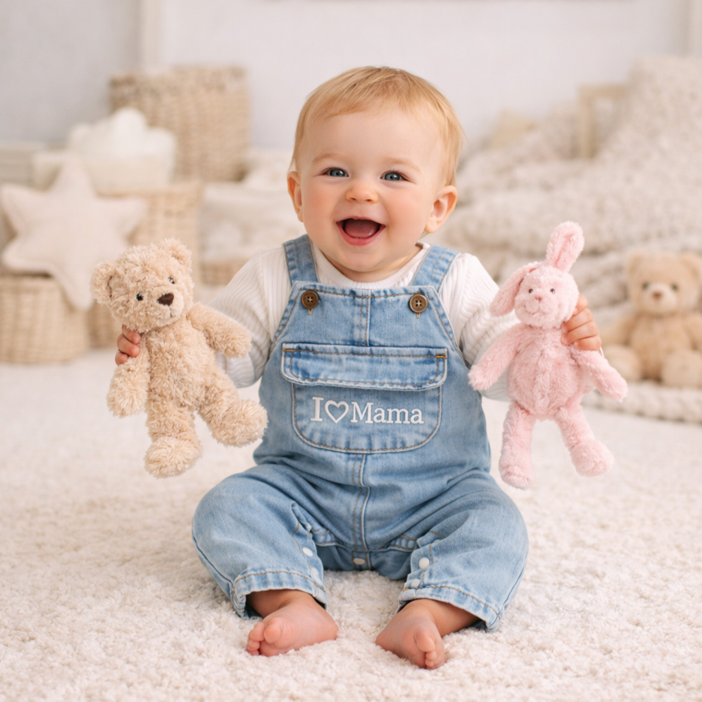 Denim Sparkdräkt Set “I ♥ Mama