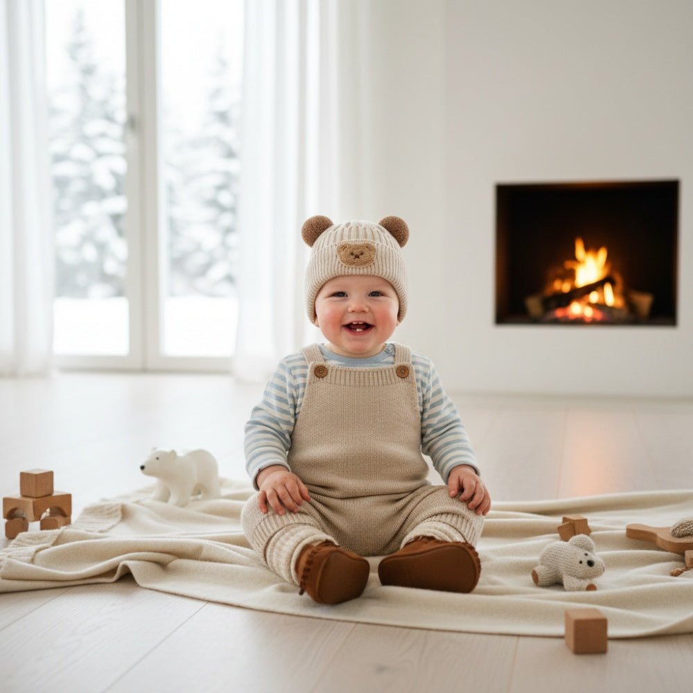 Stickad baby vintermössa SNUGGLE