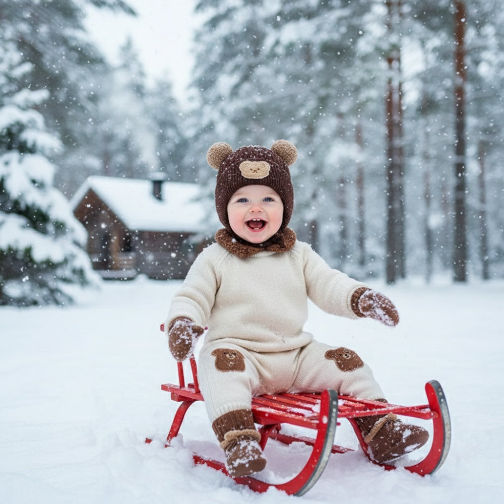 Stickad baby vintermössa SNUGGLE